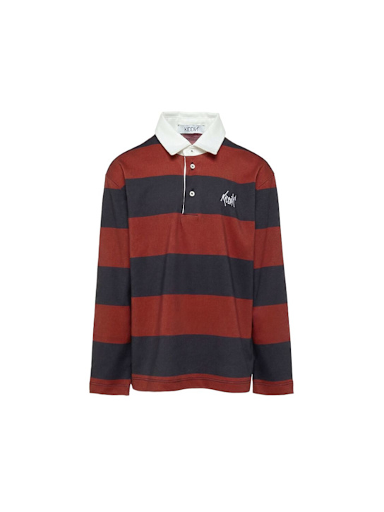 Kiddin': Striped cotton polo - Blue/Bordeaux - kids-boys_0 | Luisa Via Roma
