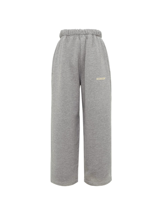 Kiddin': Logo cotton sweatpants - 麻灰色 - kids-girls_0 | Luisa Via Roma