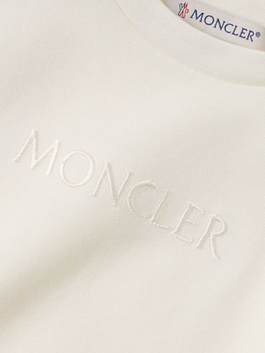 Moncler: Embroidered logo cotton t-shirt - 白色 - kids-girls_1 | Luisa Via Roma