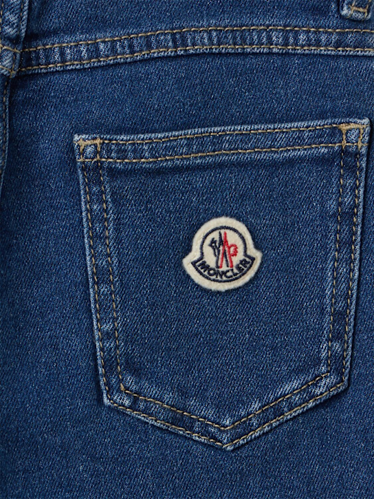 Moncler: Cotton straight leg pants - Denim Blue - kids-boys_1 | Luisa Via Roma