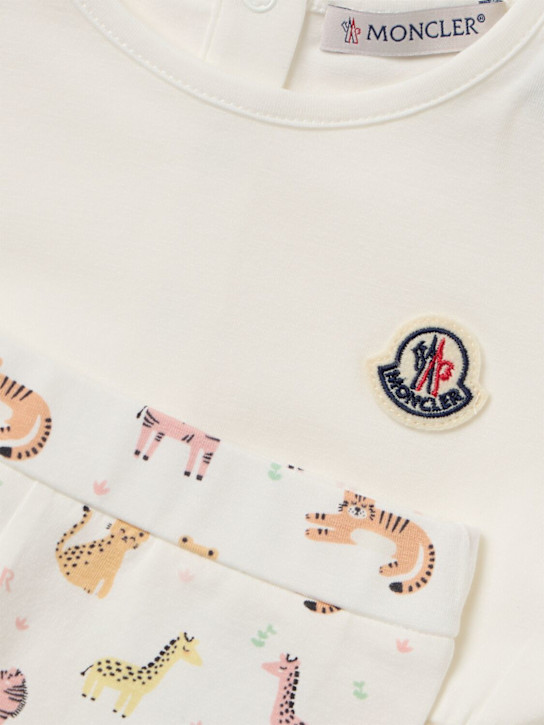 Moncler: Animal print cotton set - 白色/粉色 - kids-girls_1 | Luisa Via Roma