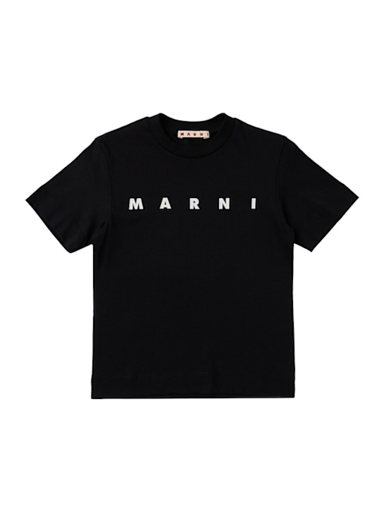 Marni Junior: Cotton logo t-shirt - 黑色 - kids-boys_0 | Luisa Via Roma