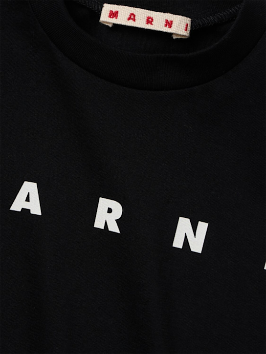 Marni Junior: Cotton logo t-shirt - 黑色 - kids-boys_1 | Luisa Via Roma