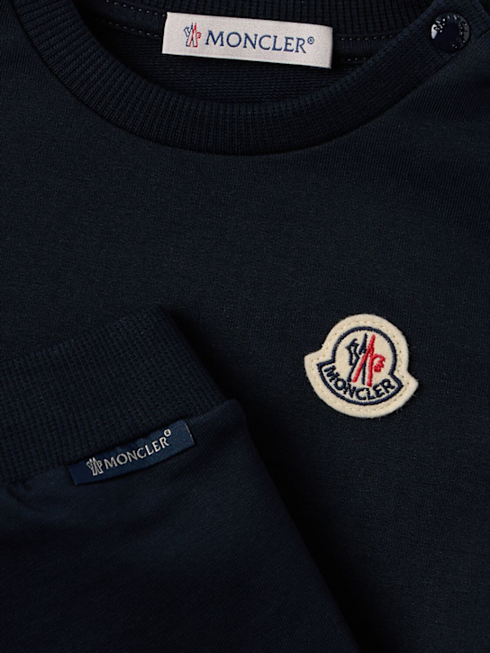 Moncler: Tricolour cotton tracksuit set - 海军蓝 - kids-boys_1 | Luisa Via Roma