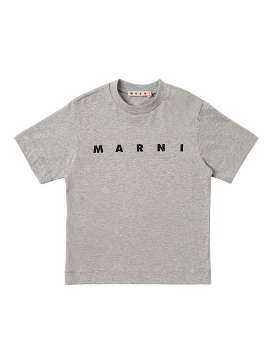 Marni Junior: Cotton logo t-shirt - Gris - kids-boys_0 | Luisa Via Roma