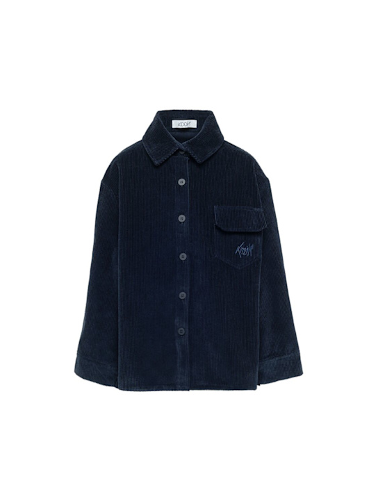 Kiddin': Velvet overshirt - Navy - kids-boys_0 | Luisa Via Roma