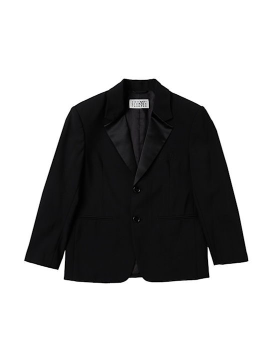 MM6 Maison Margiela: Wool blend formal  jacket - Schwarz - kids-boys_0 | Luisa Via Roma