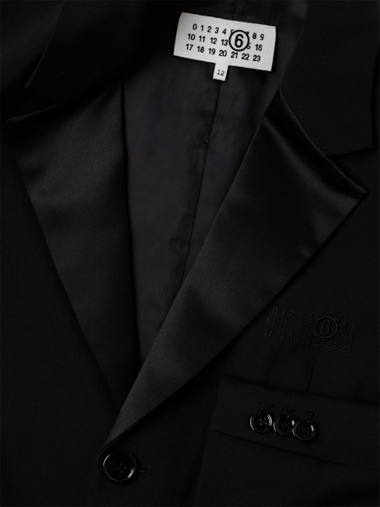 MM6 Maison Margiela: Wool blend formal  jacket - Schwarz - kids-boys_1 | Luisa Via Roma