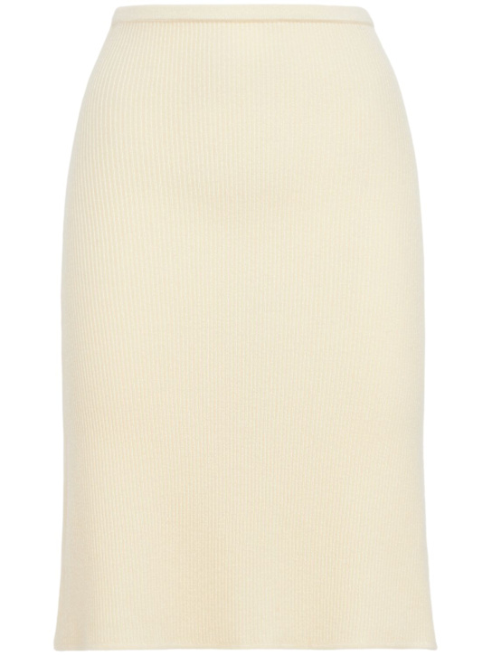 Nami: Cashmere knit pencil skirt - Butter Yellow - women_0 | Luisa Via Roma
