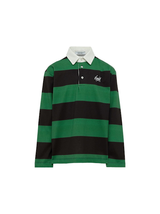 Kiddin': Striped cotton polo - Blue/Green - kids-girls_0 | Luisa Via Roma