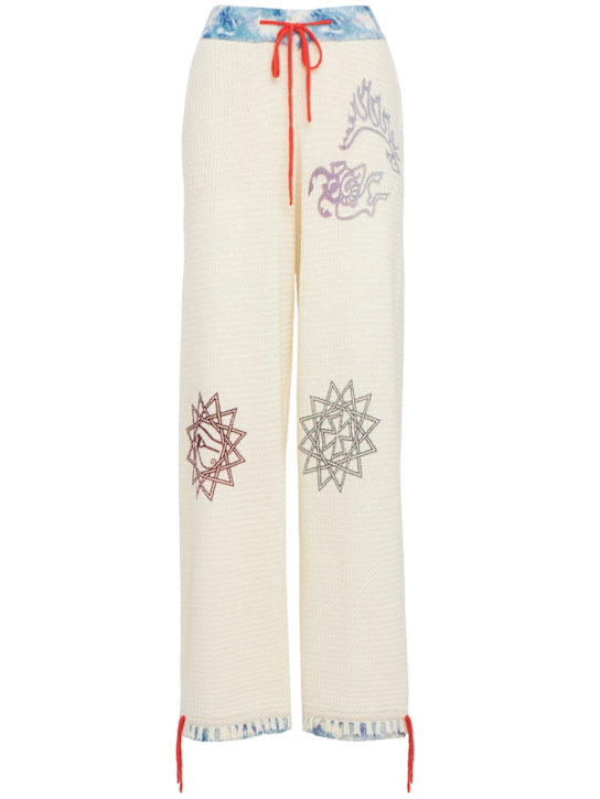 Adrian Cashmere: Spirit cashmere track pants - Bone/Multi - women_0 | Luisa Via Roma