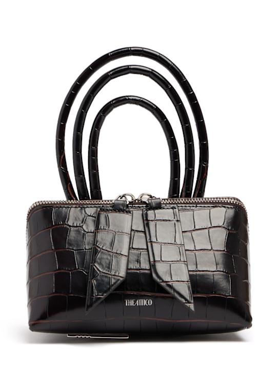 The Attico: Friday迷你压纹皮革手提包 - 棕色 - women_0 | Luisa Via Roma