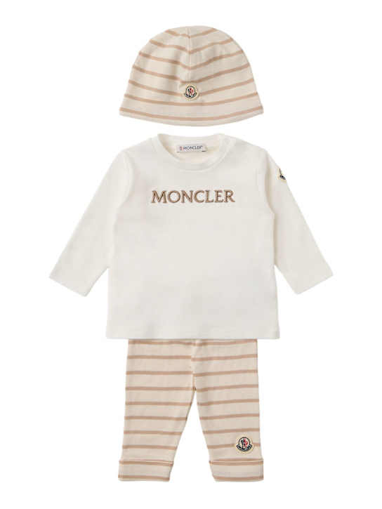 Moncler: Striped cotton set - Weiß/Rosa - kids-girls_0 | Luisa Via Roma