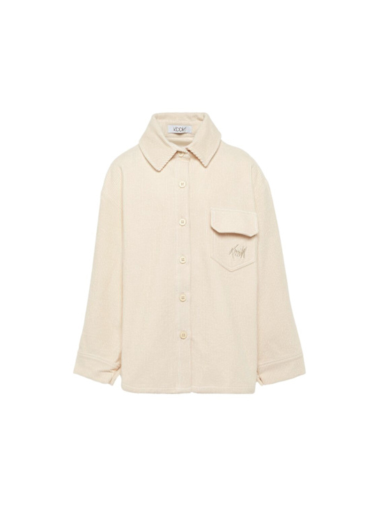 Kiddin': Velvet overshirt - Off White - kids-boys_0 | Luisa Via Roma