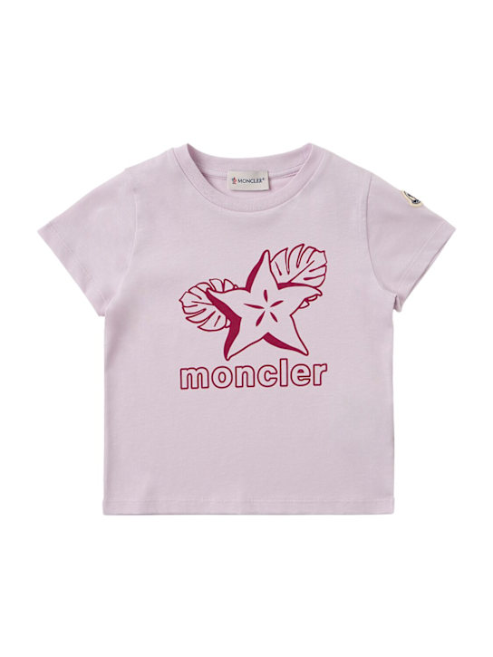 Moncler: Logo cotton t-shirt - 丁香紫 - kids-girls_0 | Luisa Via Roma