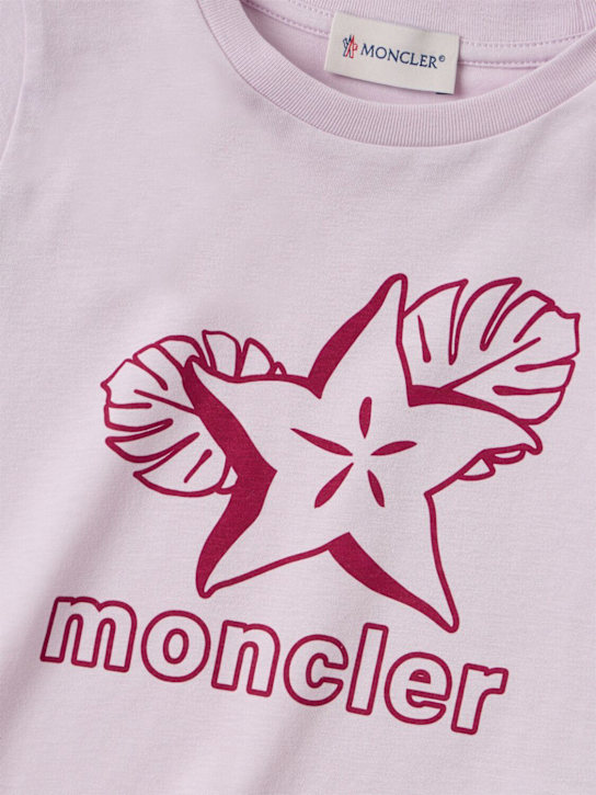 Moncler: Logo cotton t-shirt - 丁香紫 - kids-girls_1 | Luisa Via Roma