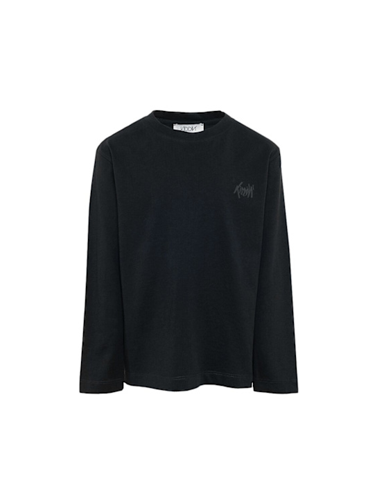 Kiddin': Logo cotton long sleeve t-shirt - Dark Grey - kids-boys_0 | Luisa Via Roma