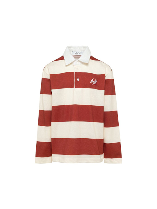 Kiddin': Striped cotton polo - Off White/Bord - kids-girls_0 | Luisa Via Roma