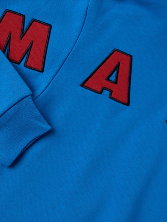 Marni Junior: Cotton logo sweatshirt hoodie - Bleu - kids-boys_1 | Luisa Via Roma