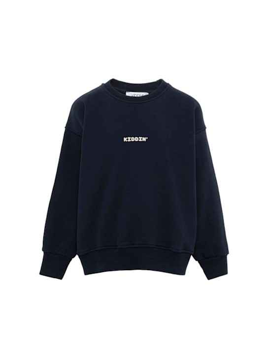 Kiddin': Cotton crewneck sweatshirt - ネイビー - kids-girls_0 | Luisa Via Roma