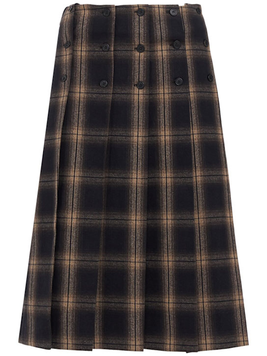 The Attico: Checked cotton midi skirt - 棕色/多色 - women_0 | Luisa Via Roma