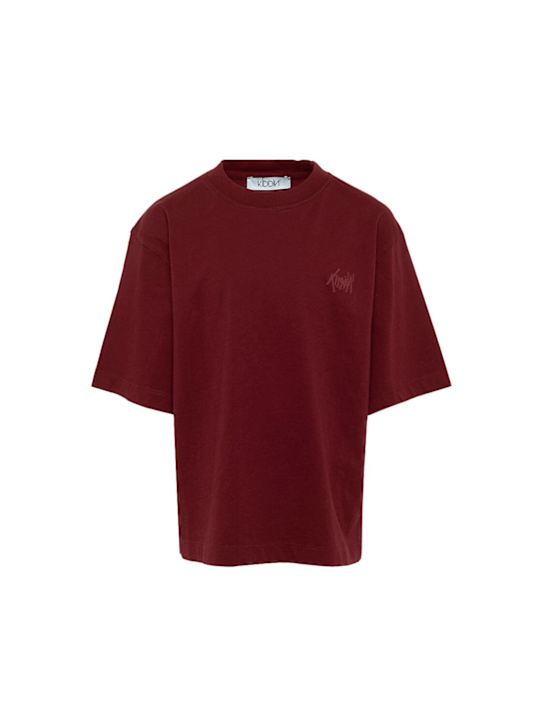 Kiddin': Logo cotton t-shirt - Bordeaux - kids-girls_0 | Luisa Via Roma