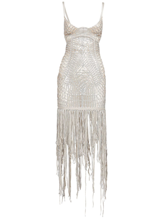 The Attico: Embellished midi dress - Argento - women_0 | Luisa Via Roma