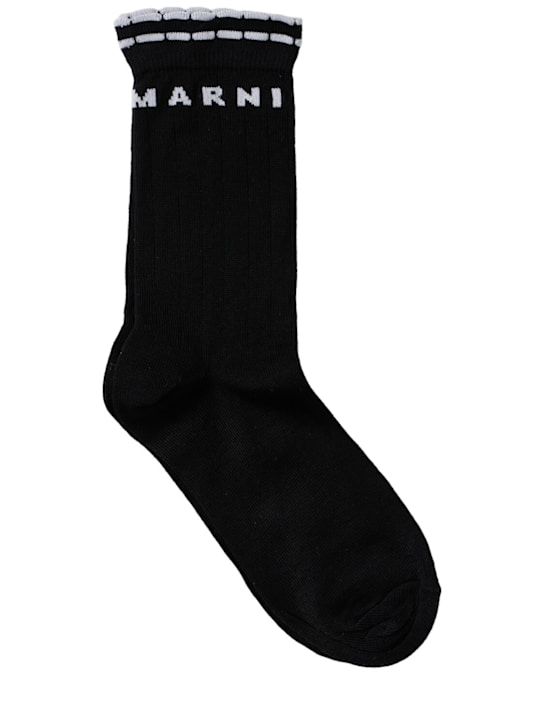 Marni Junior: Cotton blend socks - Negro - kids-girls_0 | Luisa Via Roma