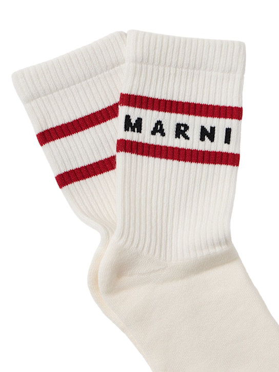 Marni Junior: Printed cotton blend socks - Blanco/Rojo - kids-girls_1 | Luisa Via Roma