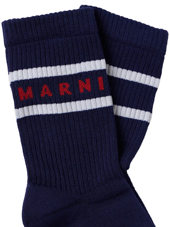 Marni Junior: Printed cotton blend socks - Black/White - kids-girls_1 | Luisa Via Roma