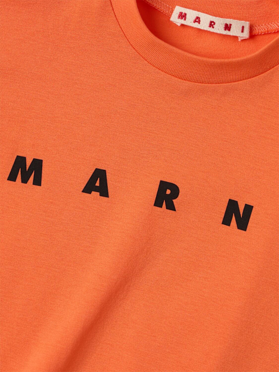 Marni Junior: Cotton logo t-shirt - 橙色 - kids-boys_1 | Luisa Via Roma