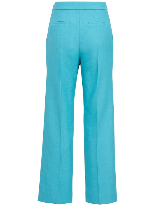 Chloé: 羊毛双绉直筒裤 - 蓝色 - women_1 | Luisa Via Roma