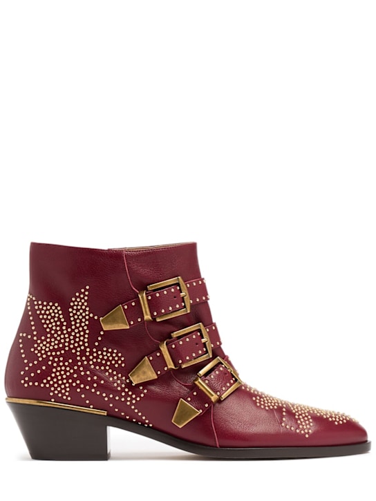Chloé: 40mm Susan leather ankle boots - Grenat - women_0 | Luisa Via Roma