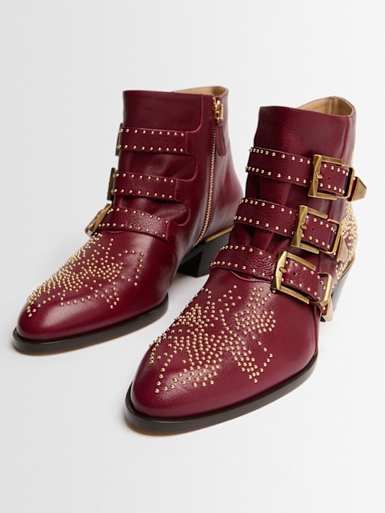 Chloé: 40mm Susan leather ankle boots - Grenat - women_1 | Luisa Via Roma