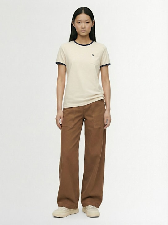 Moncler: Embroidered logo cotton t-shirt - White - women_1 | Luisa Via Roma