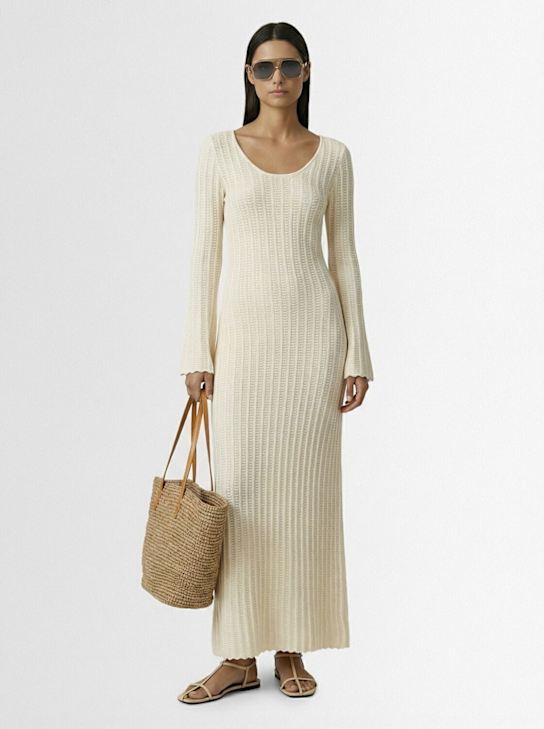 Fabiana Filippi: Vestito lungo in cotone traforato - Bianco - women_1 | Luisa Via Roma