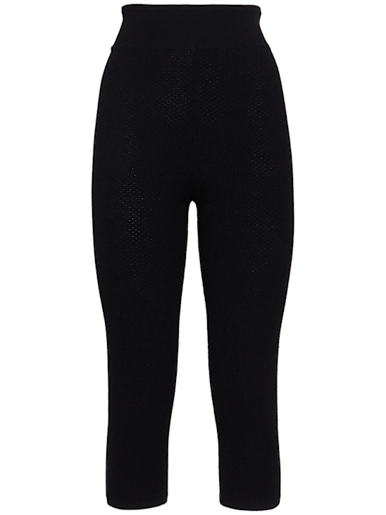 Chloé: 蜂窝针织弹力粘胶纤维裤子 - 黑色 - women_0 | Luisa Via Roma