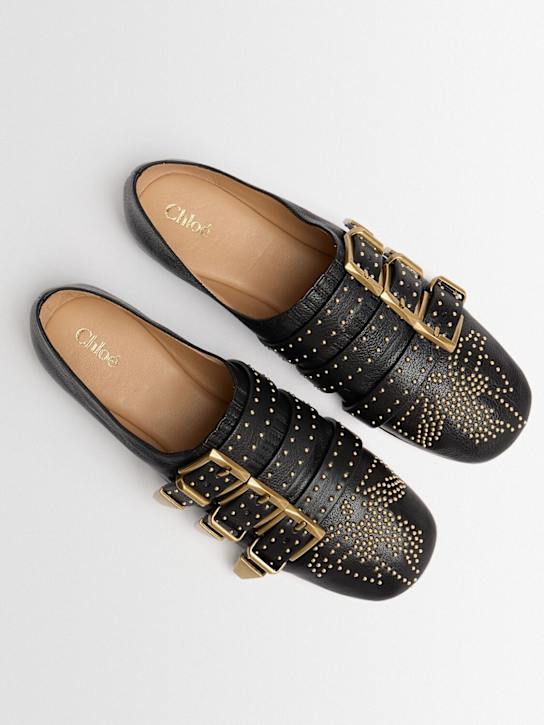 Chloé: 10mm Susan leather ballerina flats - Schwarz - women_1 | Luisa Via Roma