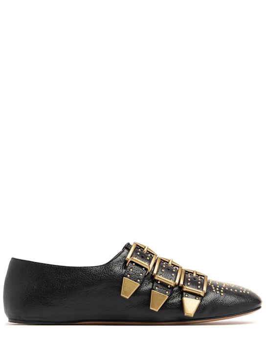 Chloé: 10mm Susan leather ballerina flats - Schwarz - women_0 | Luisa Via Roma