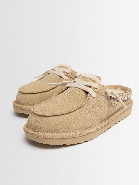 Ugg: Lowmel suede lace-up loafers - Beige - kids-boys_1 | Luisa Via Roma