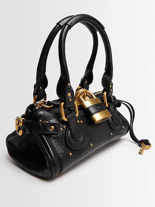 Chloé: Paddington粒面皮革单肩包 - 黑色 - women_1 | Luisa Via Roma