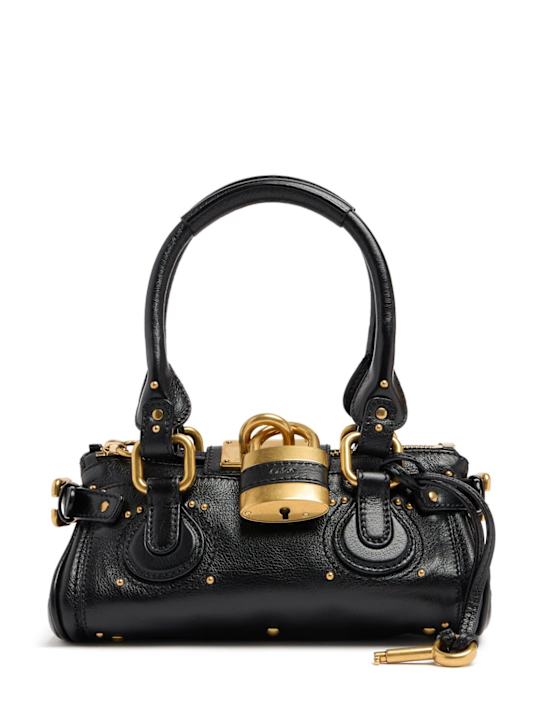 Chloé: Paddington粒面皮革单肩包 - 黑色 - women_0 | Luisa Via Roma