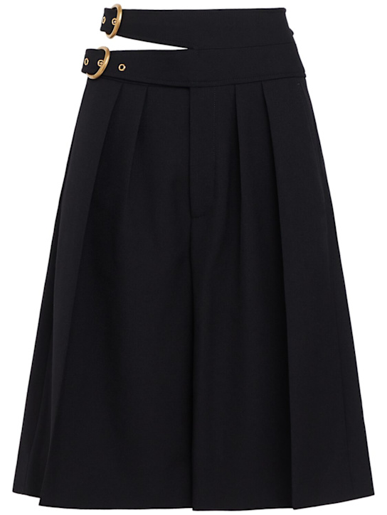 Chloé: Wool gabardine shorts - Black - women_0 | Luisa Via Roma