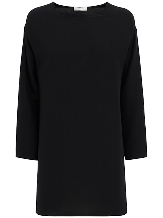 The Row: Bastira绉纱乔其纱真丝上衣 - 黑色 - women_0 | Luisa Via Roma