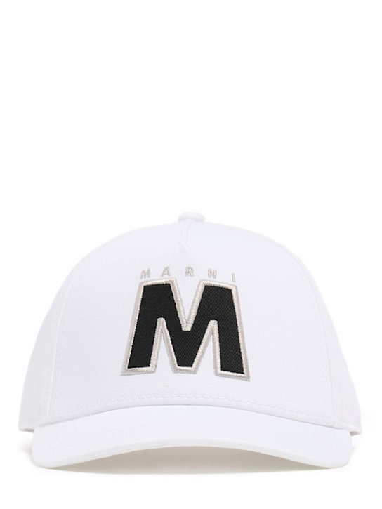 Marni Junior: Cotton canvas baseball hat w/ logo - Blanco - kids-boys_0 | Luisa Via Roma