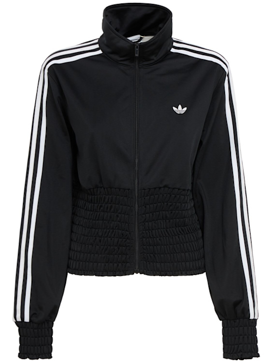 adidas Originals: Smocked track top - 黑色 - women_0 | Luisa Via Roma
