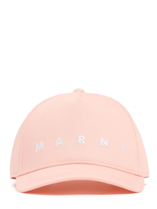 Marni Junior: Cotton canvas baseball hat w/ logo - 粉色 - kids-girls_0 | Luisa Via Roma