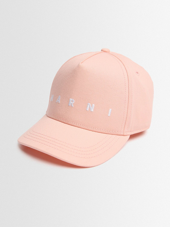 Marni Junior: Cotton canvas baseball hat w/ logo - 粉色 - kids-girls_1 | Luisa Via Roma
