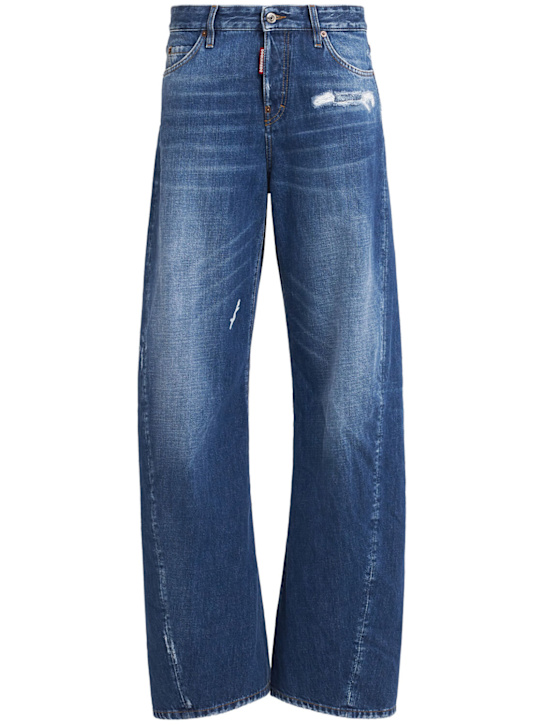 Dsquared2: Loose twist wide leg denim jeans - Blue - women_0 | Luisa Via Roma