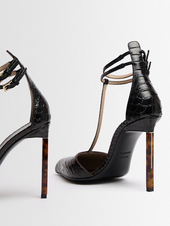 Tom Ford: 105毫米蟒蛇压纹皮革高跟鞋 - Espresso/黑色 - women_1 | Luisa Via Roma